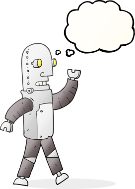 Bir insan tarafından çizilmiş serbest çizim baloncuk robot.