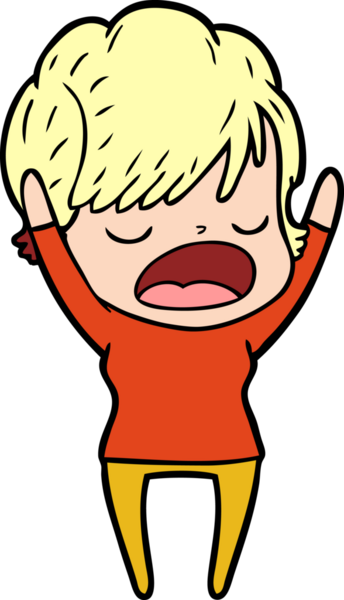 Bir insan tarafından çizilmiş bir karikatür kadın konuşuyor.