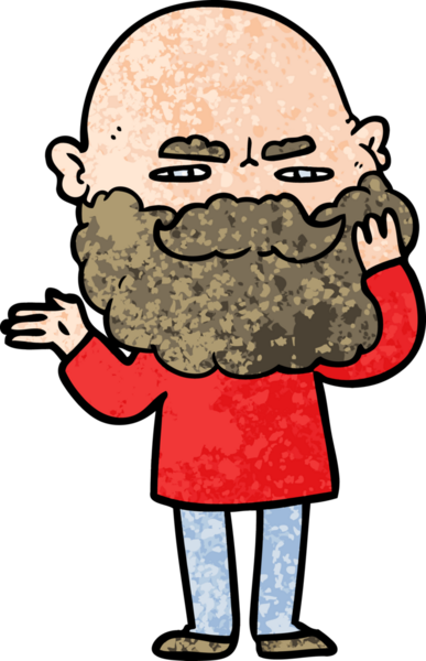 Bir insan tarafından çizilmiş sakallı bir çizgi film adamı.