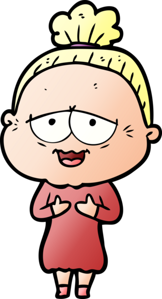 Bir insan tarafından çizilmiş mutlu yaşlı kadın çizgi filmi.