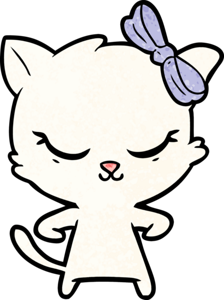 Bir insan tarafından çizilmiş sevimli çizgi film kedisi.