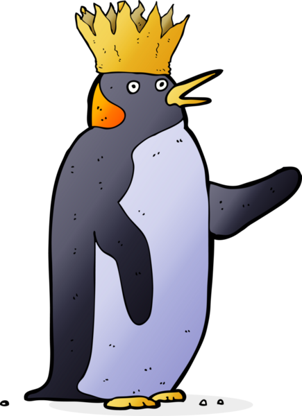 Karikatür imparatoru penguen bir insan tarafından çiziliyor.