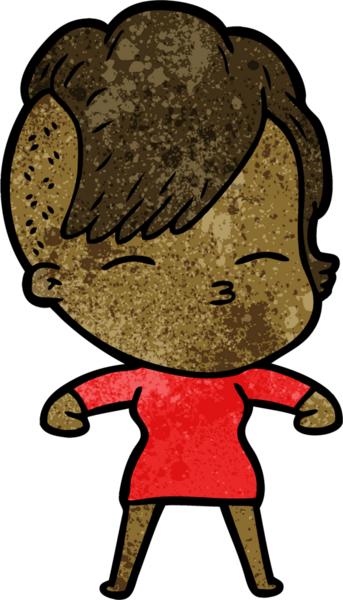 Bir insan tarafından çizilmiş şaşı çizgi film kızı.