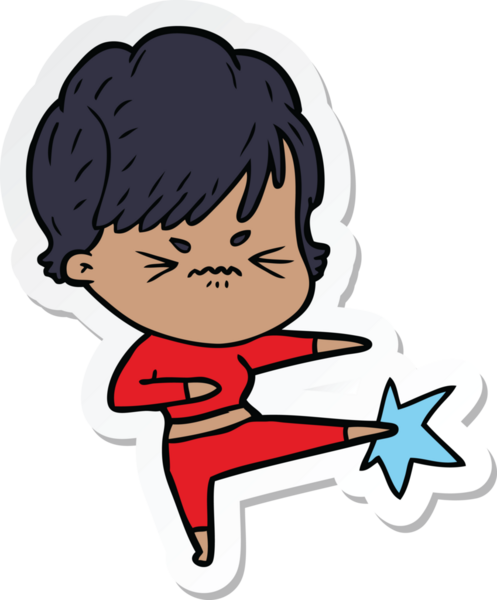 Bir insan tarafından çizilmiş, hayal kırıklığına uğramış bir kadının çıkartması.