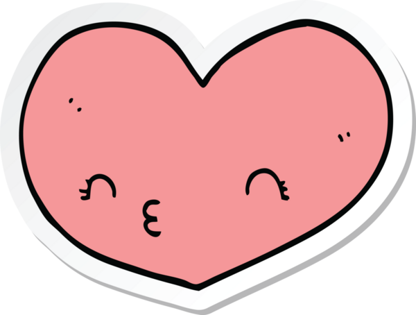 Bir insan tarafından çizilmiş karikatür kalp çıkartması.