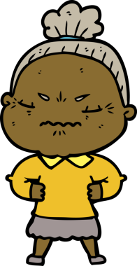 Çizgi film bir insan tarafından çizilmiş yaşlı bir kadın tarafından rahatsız edildi.