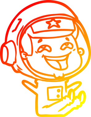 Bir insan tarafından çizilmiş gülen astronotun sıcak çizgi çizimi