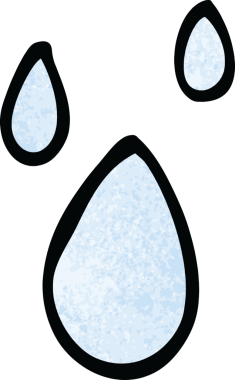 Bir insan tarafından çizilmiş karikatür su damlaları