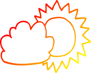 Bir insan tarafından çizilmiş bir karikatür hava durumunun sıcak çizgi çizimi