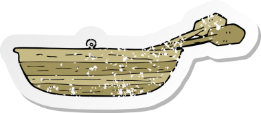 Bir insan tarafından çizilmiş karikatür kayığının gerilemiş çıkartması.