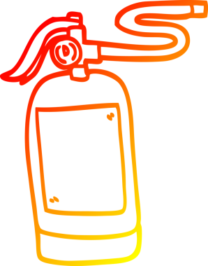 Bir insan tarafından çizilmiş çizgi film yangın söndürücünün sıcak eğimli çizgisi.