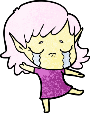 Bir insan tarafından çizilmiş ağlayan elf kızı.