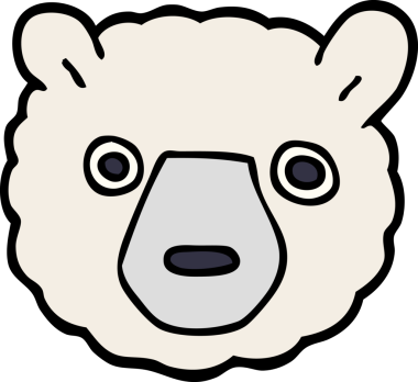 Bir insan tarafından çizilmiş kutup ayısı yüzü.