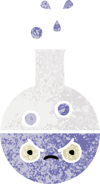 Bir insan tarafından çizilen test tüpünün retro çizim stili karikatürü