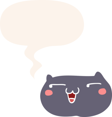 bir insan tarafından çizilmiş eski moda konuşma baloncuklu çizgi film kedisi yüzü