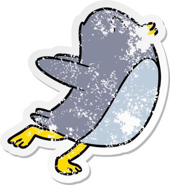 Bir insan tarafından çizilmiş, sıkıntılı bir penguen etiketi