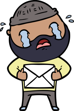 Çizgi film sakallı adam bir insan tarafından çizilmiş ağlıyor.