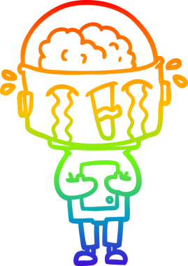 gökkuşağı gradyan çizimi bir insan tarafından çizilmiş ağlayan bir robot çizgi