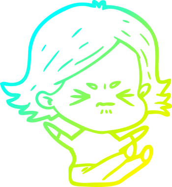 Bir insan tarafından çizilmiş kızgın bir kızın soğuk çizgi çizimi.