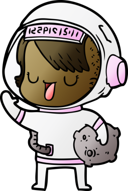 Bir insan tarafından çizilmiş astronot kadın.