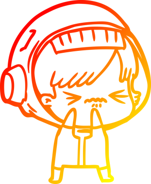 Bir insan tarafından çizilmiş bir astronot kadın çizgi çizimi.