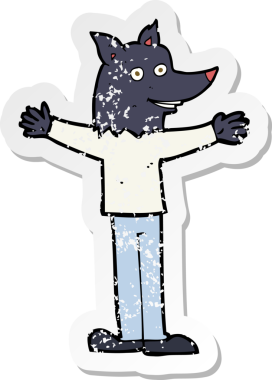 Bir insan tarafından çizilmiş bir kurt adamın gerilimli çıkartması.