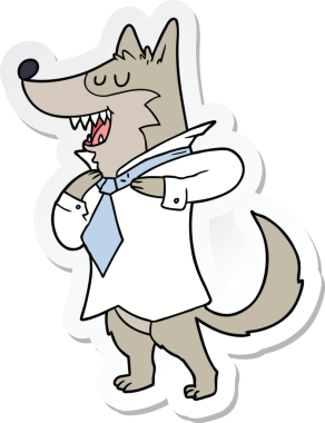 Bir insan tarafından çizilen bir ofis kurdunun çıkartması.