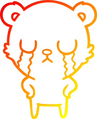 Bir insan tarafından çizilen ağlayan çizgi film ayısının sıcak çizgi çizgisi.