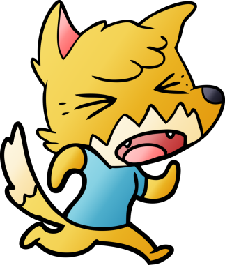 Bir insan tarafından çizilen kızgın tilki çizgi filmi