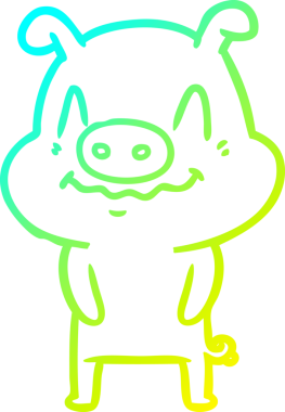 Bir insan tarafından çizilmiş bir domuz çizgi filminin soğuk gradyanı.