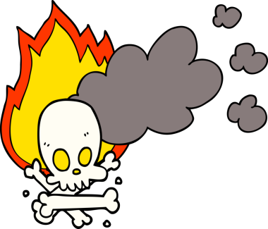 Bir insan tarafından çizilmiş garip, yanan kemikler.