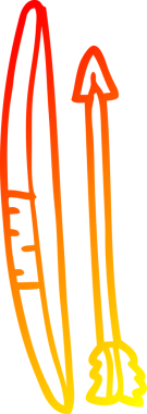 Bir insan tarafından çizilmiş çizgi film yayı ve okunun sıcak eğimli çizimi