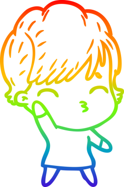 Gökkuşağı gradyan çizgi çizimi Bir insan tarafından çizilmiş bir çizgi kadın