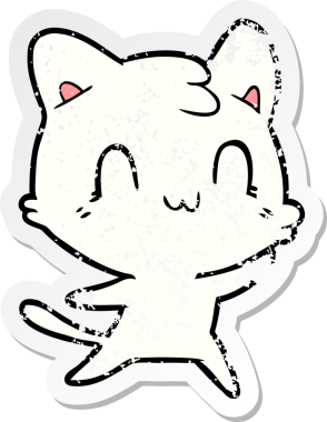 Bir insan tarafından çizilmiş mutlu bir kedinin sıkıntılı çıkartması.