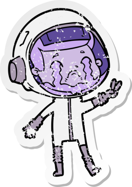 Bir insan tarafından çizilmiş ağlayan bir astronotun sıkıntılı çıkartması.