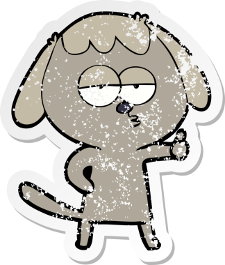 Bir insan tarafından çizilmiş sıkıntılı bir çizgi film çıkartması.