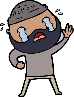 Çizgi film sakallı adam bir insan tarafından çizilmiş ve ağlıyor.