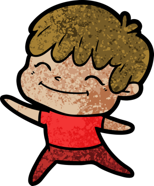 Bir insan tarafından çizilmiş mutlu çocuk çizgi filmi.