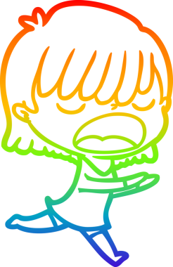 Gökkuşağı gradyan çizgi çizimi Bir insan tarafından yüksek sesle çizilen bir kadın karikatürü