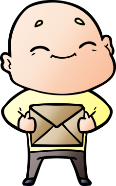 Bir insan tarafından çizilmiş mutlu, kel adam.