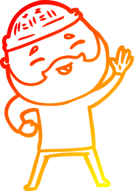 Bir insan tarafından çizilmiş mutlu sakallı bir adamın çizgi çizimi.