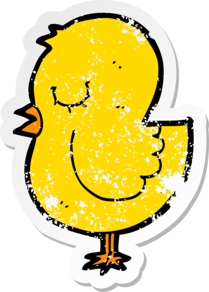 Bir insan tarafından çizilmiş karikatür kuşunun sıkıntılı çıkartması