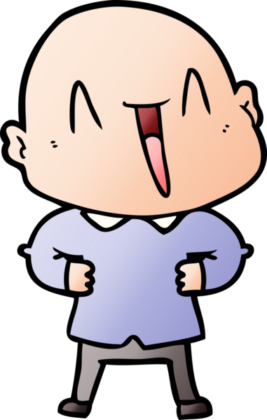 Bir insan tarafından çizilmiş mutlu, kel adam.