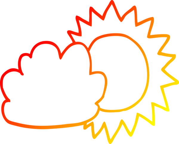 Bir insan tarafından çizilmiş bir karikatür hava durumunun sıcak çizgi çizimi