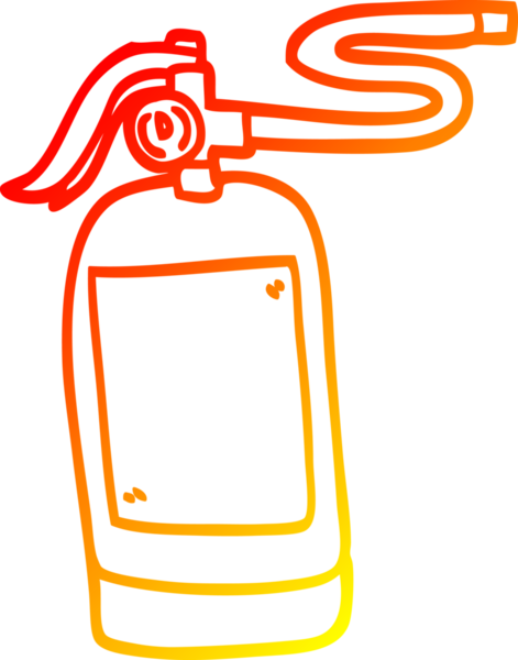 Bir insan tarafından çizilmiş çizgi film yangın söndürücünün sıcak eğimli çizgisi.