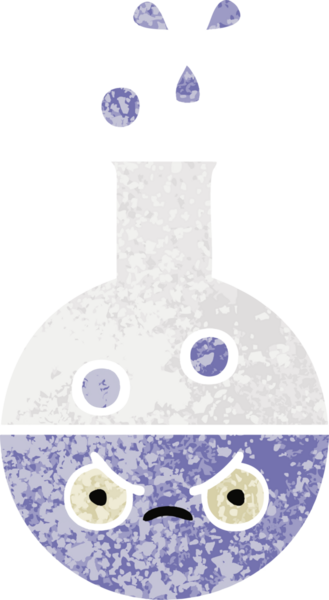 Bir insan tarafından çizilen test tüpünün retro çizim stili karikatürü