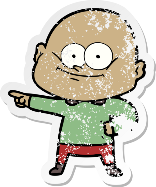 Bir insan tarafından çizilmiş kel bir adamın sıkıntılı çıkartması.