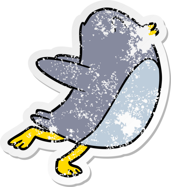 Bir insan tarafından çizilmiş, sıkıntılı bir penguen etiketi