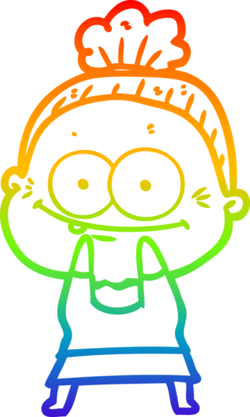 Gökkuşağı gradyan çizgi çizimi Bir insan tarafından çizilmiş mutlu yaşlı kadın