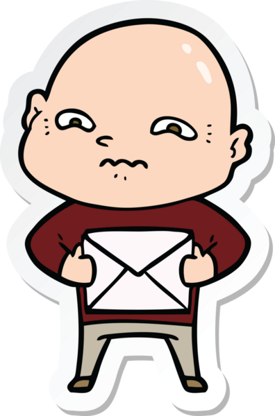 Bir insan tarafından çizilmiş gergin bir adamın çıkartması.